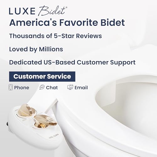 LUXE Bidet NEO 320 - Warm Water Bidet Attachment for Toilet Seat, Gold | Non-Electric, Warm Water, Dual Nozzle, Self-Cleaning, Adjustable Water Pressure, Rear & Feminine Wash - color: Gold