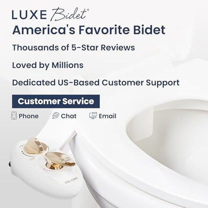 LUXE Bidet NEO 320 - Warm Water Bidet Attachment for Toilet Seat, Gold | Non-Electric, Warm Water, Dual Nozzle, Self-Cleaning, Adjustable Water Pressure, Rear & Feminine Wash - color: Gold