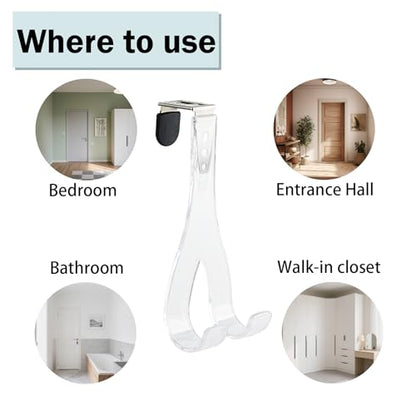 NewTalent Set of 2pcs Adjustable Over the Door Hooks for Hanging, for Living Room, Bathroom, Bedroom, Kitchen Hanging Clothes, Towels, Hats, Coats, Bags - style: Stylish