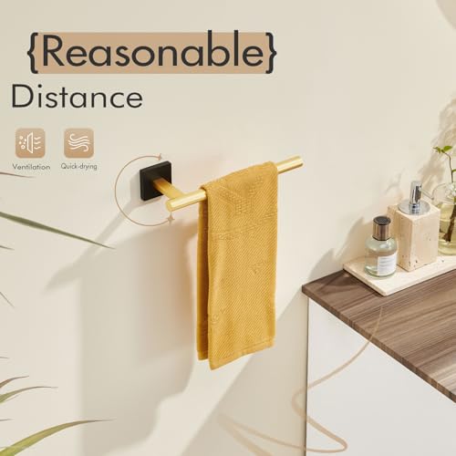 KOKOSIRI Bathroom Towel Bar Hand Towel Holders Wall Mount Toilet Kitchen Cabinet Paper Holder Stainless Steel Bath Hardware Black with Gold, B3008GDK - color: Black Gold, size: 1 Pack