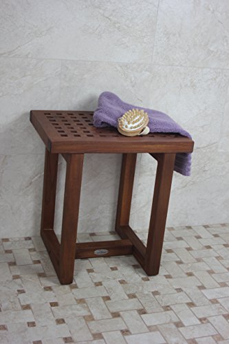 AquaTeak Grate 18" Teak Shower Bench & Premium Teak Oil | Durable, Water-Resistant Teak, Shower Chair & Shaving Foot Rest, Indoor/Outdoor Use - size: B. Bench w/ Teak Oil