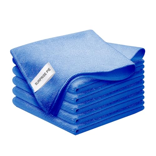 Premium Microfiber Cleaning Cloths, Ultra Absorbent Lint-Free Towels for Kitchen, Glass, Car Care, Stainless Steel & Household Cleaning, 400 GSM, 12" x 12" - color: Blue