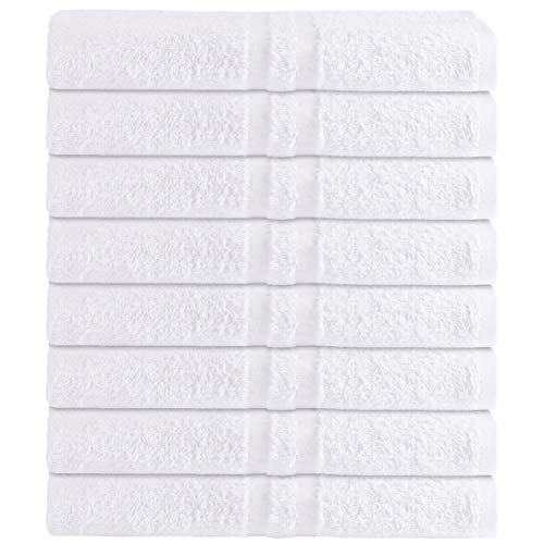 GREEN LIFESTYLE Luxury Bath Towel - White Large Bath Towels Pack for Spa, Gym, Bathroom, Hotel - 86% Cotton 14% Polyester -Super Soft, Thick and Absorbent 24 x 50 Bulk Bath Towel - (8-Pack) - color: White, size: 8 Pack - 24x50