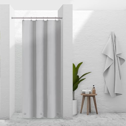 Barossa Design Silver Gray Stall Shower Curtain Liner with 3 Magnets 36x72 | Waterproof PEVA, PVC Free, Metal Grommets, Lightweight Plastic Shower Liner 36 x 72 Inches for Narrow Small Bathroom Stall - color: Gray Silver, size: 36"W x 72"L (Pack of 1)