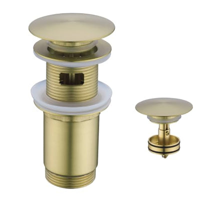 All Metal Bathroom Sink Drain,Pop-up Drain with Detachable Basket Stopper,Anti-Clogging Drain Strainer,Hair Catcher,for Vanity Vessel Sink with Overflow,Brushed Gold,SE83997PB-1BG - color: Brushed Gold(with Overflow)
