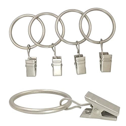 90 Pack Curtain Rings with Clips, Drapery Clips with Rings, Drapes Rings 1.26 in Interior Diameter, Fits up to 1 in Curtain Rod, Matte Silver - color: Matte Silver, size: 1.26" I D 90 Pack