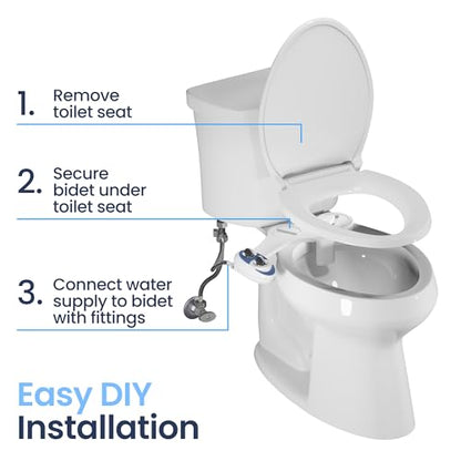 LUXE Bidet NEO 185 - Bidet Attachment for Toilet Seat, Gold | Non-Electric, Dual Nozzle, Self-Cleaning, Adjustable Water Pressure, Rear & Feminine Wash - color: Gold