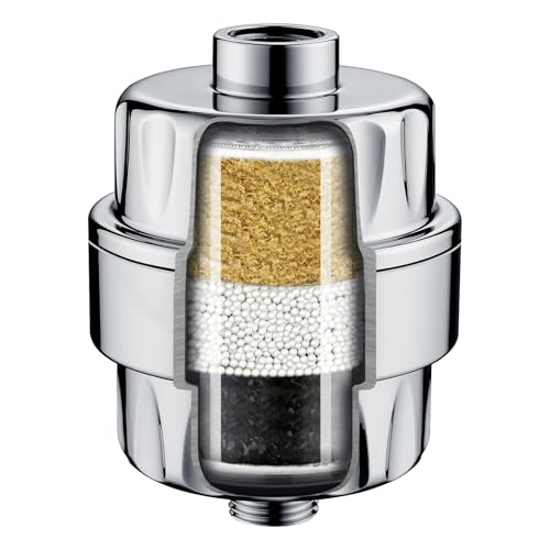 BRIGHT SHOWERS Shower Filter, High Output Shower Head Filter, 3-Stage Filtration for Hard Water & Chlorine Removal, Improves Skin, Hair & Nails, Universal Fit, Chrome - color: Chrome