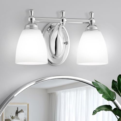 EJIAXIN Bathroom Vanity Lights Over Mirror, 2 Light Bath Vanity Light Modern Chrome Bathroom Lighting Vanity Light Vintage Style for Living Room Cabinet Bedroom Restroom - color: Chrome