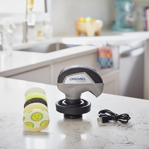 Dremel Versa Power Scrubber Kit with 5 Scrub Daddy Cleaning Sponge Pads - Waterproof Cordless Electric Spin Scrubber, High Speed, Multi-Surface Cleaning for Kitchen, Household, and Bathroom, PC10-07 | 5 Scrub Daddy Cleaning Sponge Pads, Waterproof Cordles