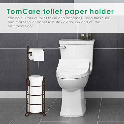 TomCare Toilet Paper Holder Stand Free Standing, Holds 4 Mega Rolls, Bronze | Tool-Free Assembly, Detachable Metal Wire Frame, Powder-Coated Finish, Easy Storage and Flexible Bathroom Placement - color: Bronze, size: Standard