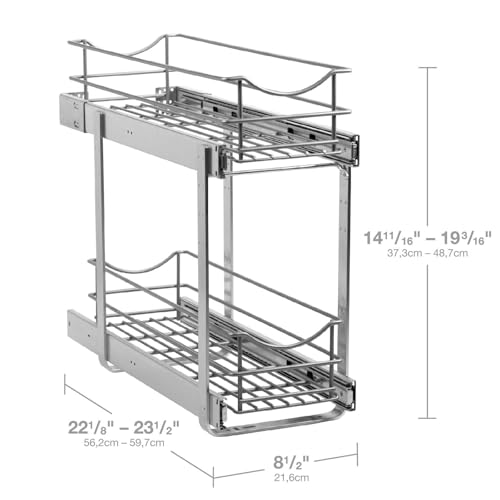 2 Tier Pull Out Cabinet Organizer,(8½"W x 22" D) Soft Close Slide Out Drawer For Kitchen Base Cabinet, Individual Pull Out Shelf, Roll Out Pantry Organization, 22 Inch Deep - size: 2 Tier(8½"W x 22"D)
