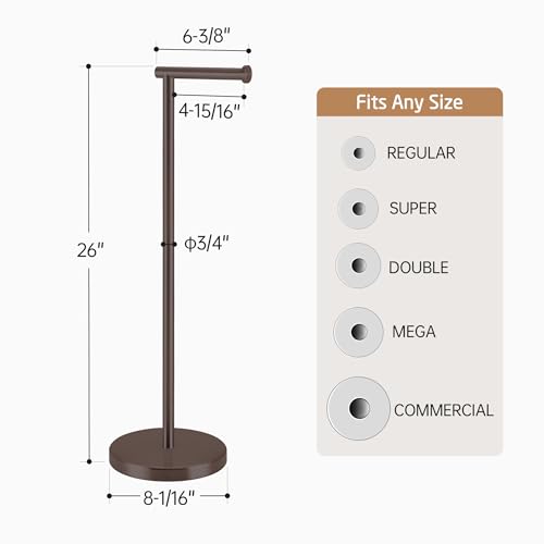 KES Bronze Toilet Paper Holder Stand, 26" H Free Standing, Heavy Base | 304 Stainless Steel, Cement-Filled Base, Anti-Slip Pad, Fits All Roll Sizes, 1-Min Assembly, No Drill - color: Bronze, size: 26" H