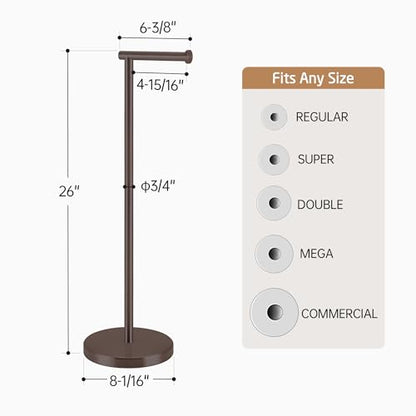 KES Bronze Toilet Paper Holder Stand, 26" H Free Standing, Heavy Base | 304 Stainless Steel, Cement-Filled Base, Anti-Slip Pad, Fits All Roll Sizes, 1-Min Assembly, No Drill - color: Bronze, size: 26" H