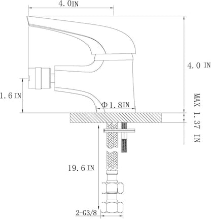Bidet Faucet with Single Hole-Solid Brass Ceramic Valve Bidet Toilet Attachment for Hot and Cold Water (Chrome)