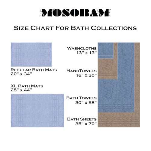 Mosobam Luxury Turkish Washcloths, 8 Pack, 13 x 13 in, 700 GSM, Navy Blue | 8 washcloth face towels, 13 x 13 in, 700 GSM, 50% viscose made from bamboo and 50% Aegean Turkish cotton, plush and absorbent - color: Navy, size: Washcloths, Set of 8