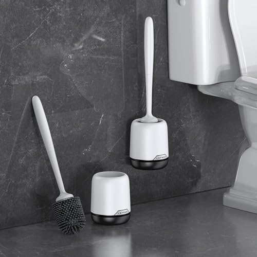 Toilet Brush Set with Ventilated Holder - 3 Packs, Silicone Toilet Bowl Brush - Floor Standing & Wall Mounted Scrubber - color: Black, size: 3 Pack