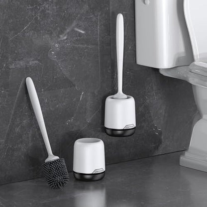 Toilet Brush Set with Ventilated Holder - 3 Packs, Silicone Toilet Bowl Brush - Floor Standing & Wall Mounted Scrubber - color: Black, size: 3 Pack