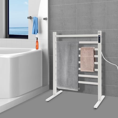Electric Towel Heater Rack Heated for Bathroom, Freestanding Towel Warmer with Intelligent Temperature Adjustment and Timing, IPX3 Waterproof Electric Heated Towel Rack,8 Aluminum Bars Drying Rack - color: 8 Bars