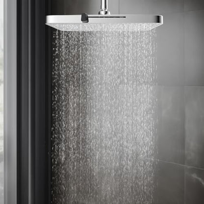 Hibbent 5 Spray Modes Shower Head, 13'' High Pressure Rain Shower Head, Large Rainfall Showerhead for Bathroom, High Flow Waterfall Fixed Showerheads with Adjustable Swivel Ball Joint, Silver - color: Silver, style: Square 13''