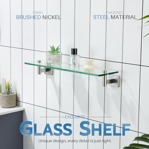 KOKOSIRI Floating Shelf Bathroom Wall Mount Shelves 20-Inch for Bedroom Living Room Kitchen Hanging Rack Brushed Stainless Steel 2 Pack B1105BR-L20-P2 - color: Brushed Nickel, size: 20-Inch(2 Pack)