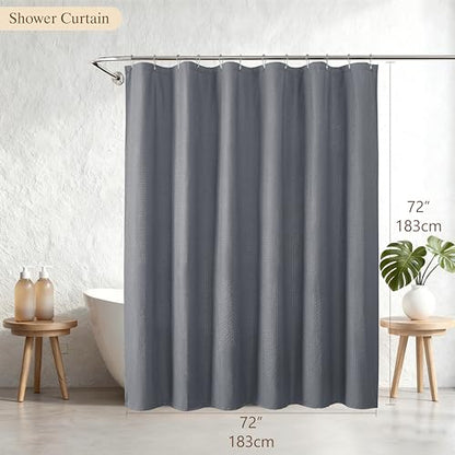 Aiyufeng Grey Shower Curtains for Bathroom，Dot Like Embossed Textured Waterproof Soft Polyester Cloth Shower Curtain，Hotel Spa Machine Washable，72Wx72L - color: Grey, size: 72"W x 72"L (Pack of 1)