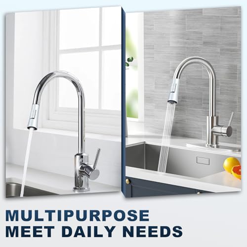 Durable Lightweight Kitchen Faucet Head Replacement, 13/16" Male Thread Pull Down Sink Sprayer Nozzle, 2-Mode High Pressure Anti-Clog Faucet Part, Pull Down Kitchen Faucet Spray Head，Chrome - color: 3-Function Spray Head - Chrome