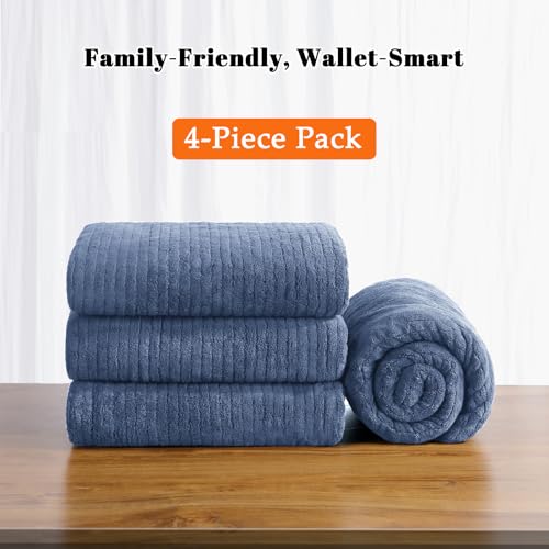 Bath Towels Set of 4 Extra Large 35 x 70 Inches,Luxury Thick High Absorbent and Quick Dry Bath Sheet,Ultra Soft Microfiber,Bathroom,Beach,Yoga,Sport,SPA,Fitness (Electric Blue) - color: Electric Blue, style: 4 Piece Bath Towels
