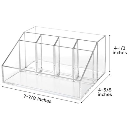 STORi Stackable Desk Organizer, Clear Pen Pencil Makeup Brush Holder for Desktops and Vanities, 6 Compartment Caddy (Made in USA) - style: Organizer Top