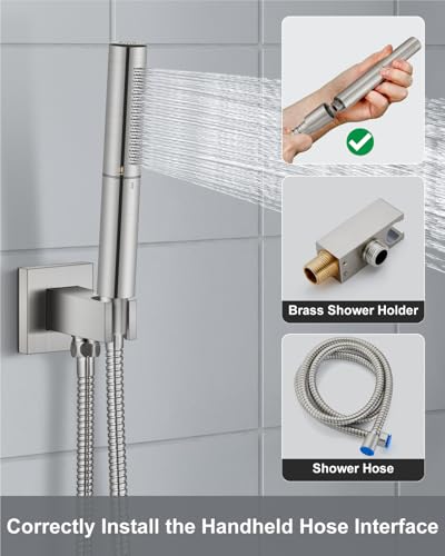 Aolemi Shower System with Rain Head and Handheld,8-Inch,Brushed Nickel | High-Pressure Shower Faucet Set with Dual-Function Handheld,Rough-In Valve,1.8 GPM,Wall-Mount Trim Kit - color: Brushed Nickel, size: 8 Inch