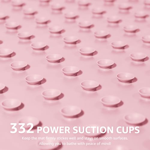 OTHWAY Bathtub Mat Non Slip, Extra Long Rubber Bath Mat for Tub, Machine Washable Shower Anti Slip Mat with 332 Strong Suction Cups (Pink, 36" x 17") - color: Pink, size: 36" x 17" (Rectangular)