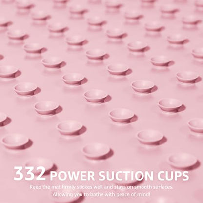OTHWAY Bathtub Mat Non Slip, Extra Long Rubber Bath Mat for Tub, Machine Washable Shower Anti Slip Mat with 332 Strong Suction Cups (Pink, 36" x 17") - color: Pink, size: 36" x 17" (Rectangular)