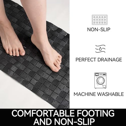 Hargiis Non-Slip Bathtub Mat, Anti Slip Shower Mat, Fast Drying Bathtub Mats, Foot Scrubber Mat, Anti Slip Mat for Tub, Floor, Bathroom, Kitchen, Home, Hotel (Black 32"×15") - color: Black