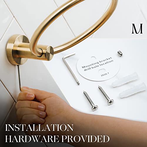 Marmolux Acc Brushed Gold Towel Ring - Modern Hand Towel Holder - Stainless Steel Bathroom Towel Rack - Round Hanger - color: Brushed Gold/Brass, size: Towel Ring