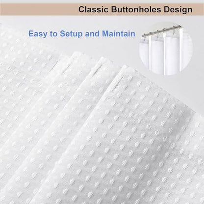 White Waffle Weave Fabric Shower Curtain, Textured Heavy Cloth Shower Curtains for Bathroom, Water Repellent Soft Hotel Spa Luxury Elegant Bath Curtain, Machine Washable, White, 72x78 Inch - color: White, size: 72"W x 78"L (Pack of 1)