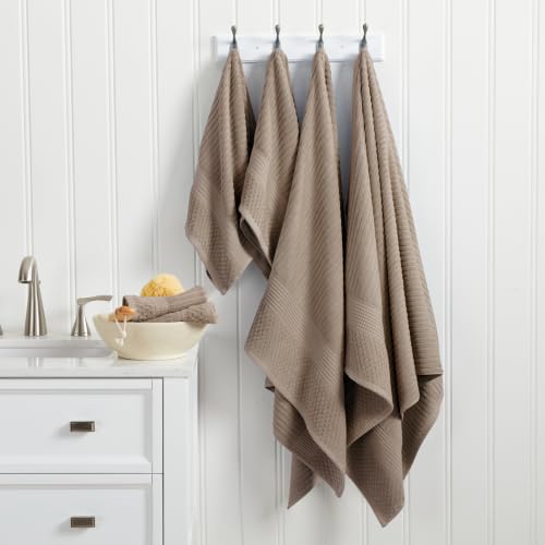 100% Cotton Bath Towel Set | 6-Piece Set | Textured | Cobblestone - color: Cobblestone, size: 6 Piece Set