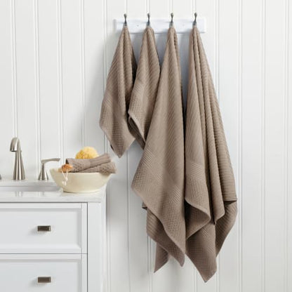 100% Cotton Bath Towel Set | 6-Piece Set | Textured | Cobblestone - color: Cobblestone, size: 6 Piece Set