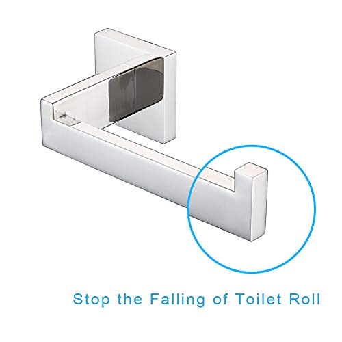 TASTOS Polished Chrome Toilet Paper Holder SUS304 Stainless Steel, Modern Square Half Open Bathroom 5 inch TP Holder Wall Mount Rustfree Tissue Roll Dispenser for Washroom Kitchen - color: Polished Chrome, size: Square (1 pack)