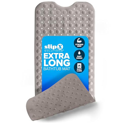 SlipX Solutions 39x16 Extra Long Non Slip Bath Mat, Tub & Shower, Tan | Anti Slip Mat for Elderly & Kids Bathroom, 30% More Coverage, 200 Suction Cups, Hundreds of Drain Holes - color: Tan
