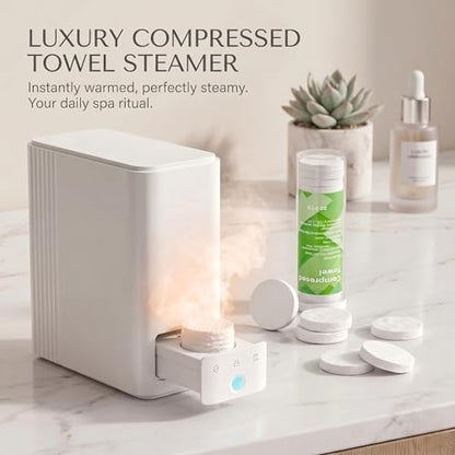 Hot Towel Dispenser, 5s Instant Heating Automatic Facial Towel Warmer (131°F), Jam-Free Compressed Towel Machine for Skincare, Sensitive Skin & Baby Care, with 20 Compressed Towels - size: Towel Machine