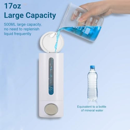 Soap Dispenser Wall Mount 17oz Drill Free ABS Hand Soap Shower Dispenser with Adhesive and Screws No Leakage Shampoo and Conditioner Dispenser Large Capacity for Bathroom Kitchen-White,1PACK
