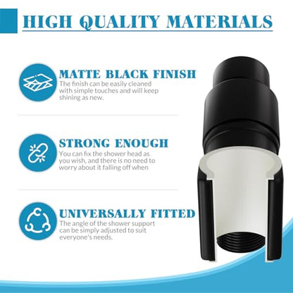 Adjustable Handheld Shower Head Holder Bracket Easy Wall Mount Shower Head Mount for Bathroom Hand Shower All Metal Adjustable Shower Bracket for Connecting Shower Arm and Shower Hose (Black) - color: Matte Black