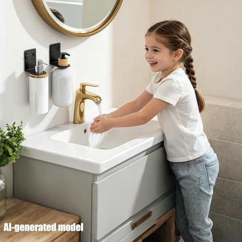 BiJun Soap Dispenser Wall Mount,1.06in Shampoo Conditioner Dispenser | Soap Dispenser Holder Refillable Shower Shampoo Conditioner Dispenser Set of 2 Black Space-Saving for Kitchen Bathroom ﻿ - color: Black