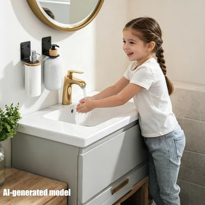 BiJun Soap Dispenser Wall Mount,1.06in Shampoo Conditioner Dispenser | Soap Dispenser Holder Refillable Shower Shampoo Conditioner Dispenser Set of 2 Black Space-Saving for Kitchen Bathroom ﻿ - color: Black