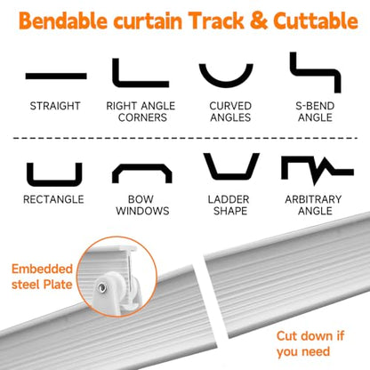 16.4FT Flexible Bendable Ceiling Curtain Track,Curved Slide Rail Curtains for Track System as Room Divider,Hospital Wall Mounted Ceiling Mount RV Shower Track (5m)