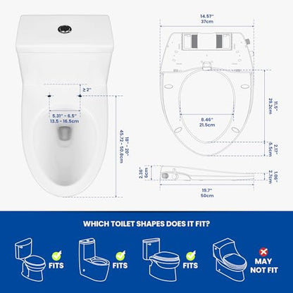 London Sunshine Elongated Bidet Toilet Seat, Non-Electric Dual Nozzle Bidet Seat with Soft Close Lid, Adjustable Water Pressure, Front & Rear Wash, Self-Rinse Nozzle, No Outlet Required