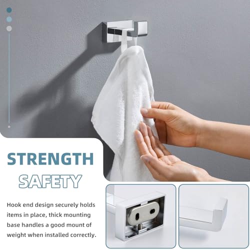 Suyar Bathroom Towel Hook Chrome, Coat Robe Holder, Wall Hook | SUS304 Stainless Steel, Screw Mount - color: Chrome