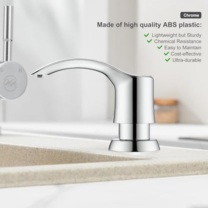 Kitchen Sink Soap Dispenser with 17 Ounce Large Bottle, G080C | Chrome, Built in Sink Soap Dispenser, Soap Dispenser for Kitchen Sink, Refill from Top - color: Chrome, size: with Bottle