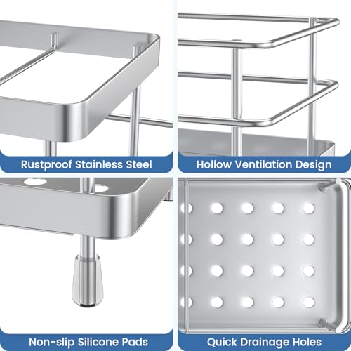 Luxspire Toothbrush Holders, 6 Slots Stainless Steel Tooth Brush Holder with Drainage, Toothbrush Holder for Bathroom Countertop & Kitchen Sink, Bathroom Accessories, Silver | Toothbrush Holders With Drainage, For Bathroom Countertop & Kitchen Sink, Bathr