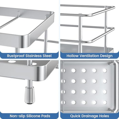 Luxspire Toothbrush Holders, 6 Slots Stainless Steel Tooth Brush Holder with Drainage, Toothbrush Holder for Bathroom Countertop & Kitchen Sink, Bathroom Accessories, Silver | Toothbrush Holders With Drainage, For Bathroom Countertop & Kitchen Sink, Bathr